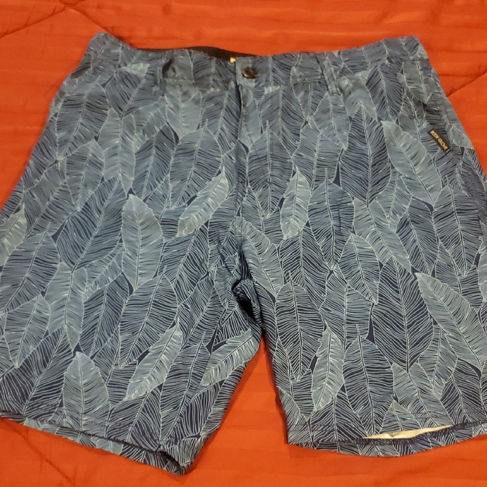 Blue Leaf Print Shorts